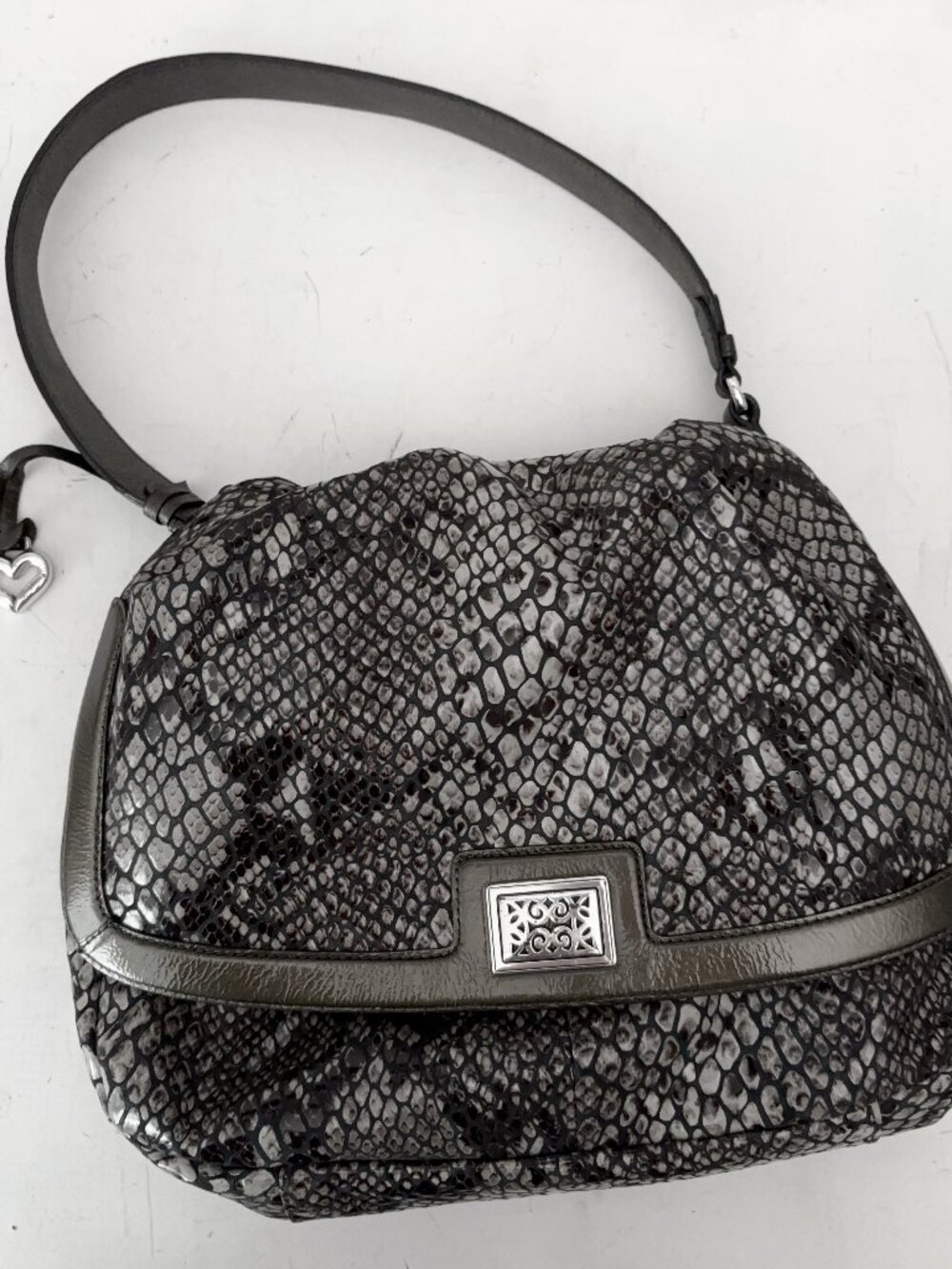Brighton Y2K Glossy Snake Print Leather Hobo Shoulder Bag Mobwife Glam